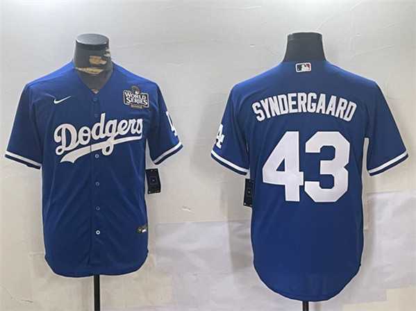 Men%27s Los Angeles Dodgers #43 Noah Syndergaard Royal 2024 World Series Cool Base Stitched Jersey->los angeles dodgers->MLB Jersey